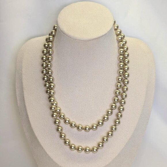 3 for $30 Vintage gold single strand long high quality faux pearl knotted - Picture 1 of 9